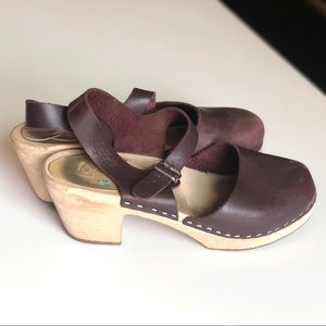 Lotta From Stockholm Burgundy/Brown Mary Jane Clog